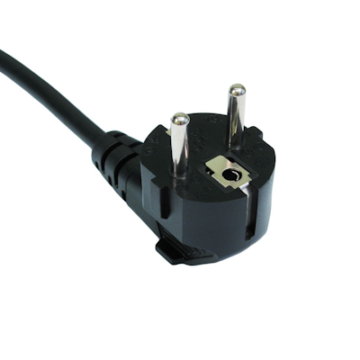 Cavo Alimentazione CEE7/7 Maschio - Angolato, Connettore C5, 2 Metri, Nero